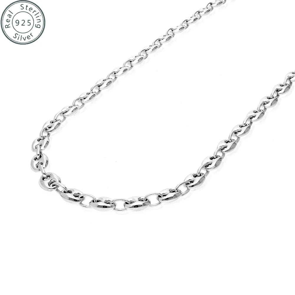 Coffee Bean Chain Necklaces for Women |  Silver | Women's Trendy Layering Necklaces | Choose Width and Length |