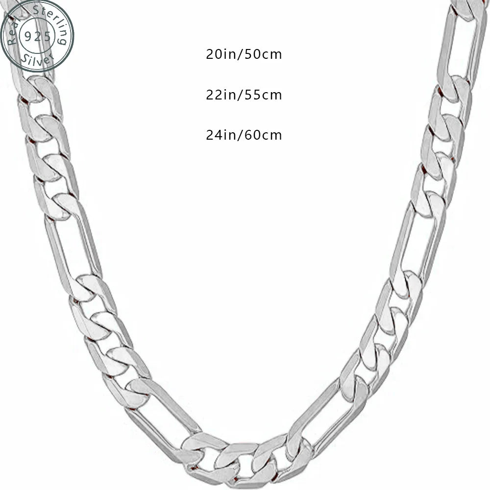3.5mm,5mm,7mm Figaro Chain Necklace Diamond Cut 18k Real Gold Plated