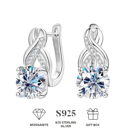 14K Gold Plated Sterling Silver 2 carats Earrings - Premium Mozambique diamond inWhite, and Yellow Gold