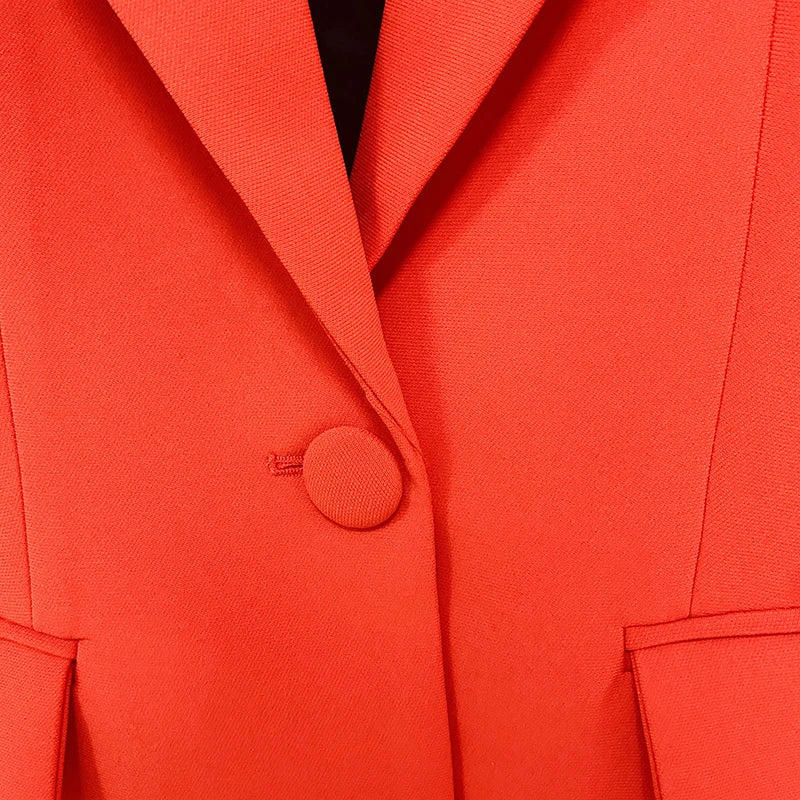 HIGH QUALITY New Fashion 2024 Designer Blazer Suit Set Women's Single Button Red Blazer Flare Pants Suit