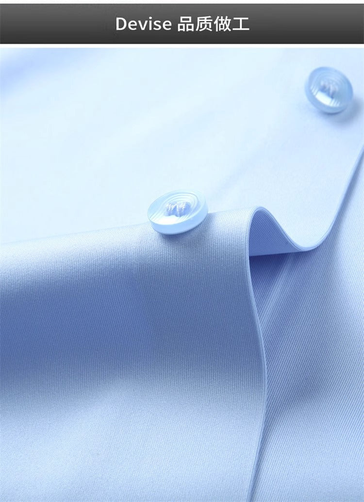 High Stretch Men Business Shirt Long Sleeve Anti-wrinkle Non-ironing Slim Fashion Casual Social Solid Formal Office White Shirt