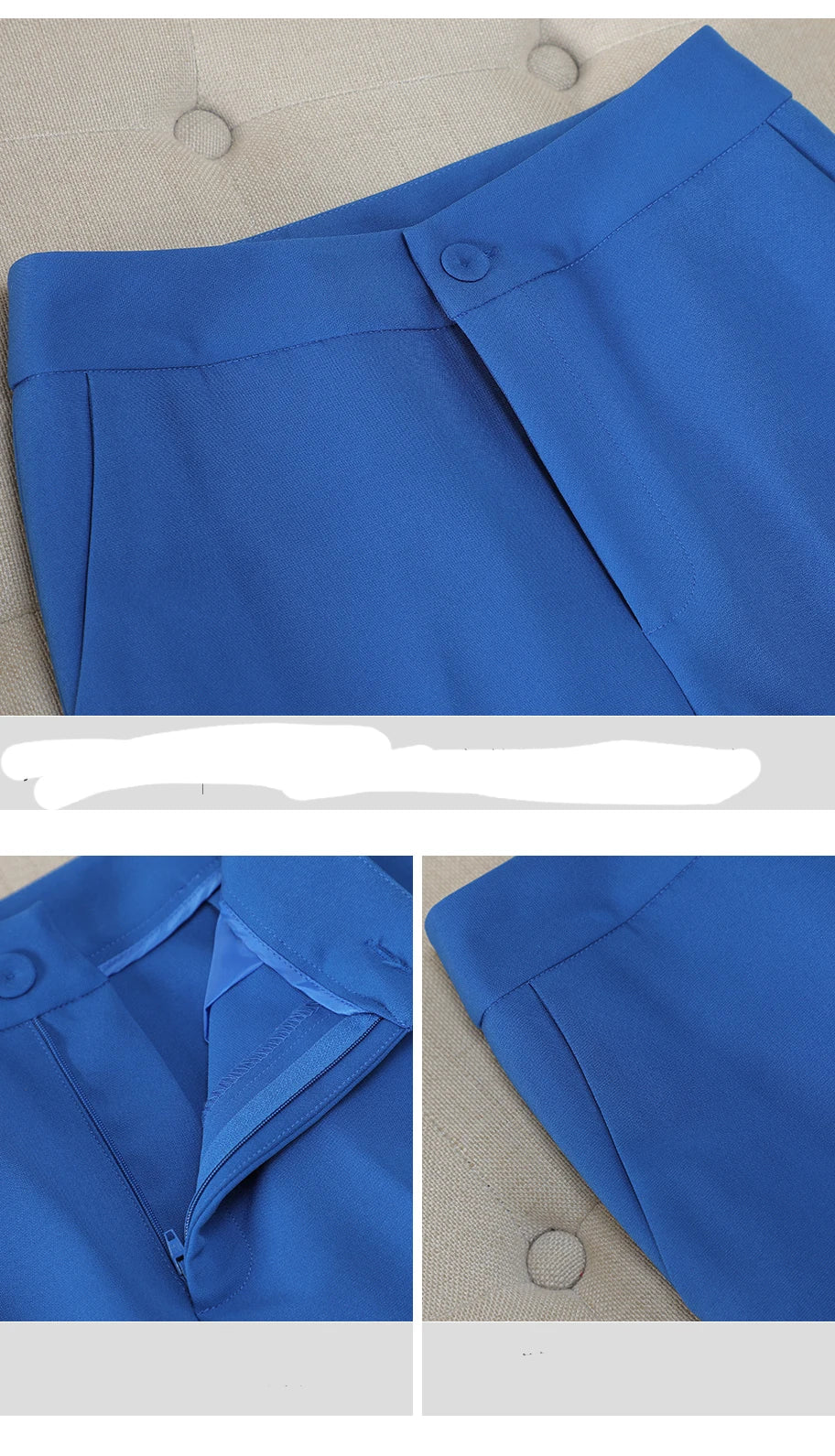 ZJYT Elegant Chic Business Blazer Pants Set for Woman 2 Pieces Matching Sets Autumn Long Sleeve Jacket and Trousers Suit Blue