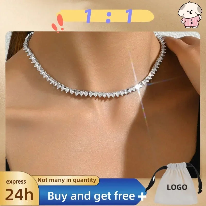 Fashionable Light Luxury Long Necklace, Female Personality, Diamond Arrangement, Niche Design