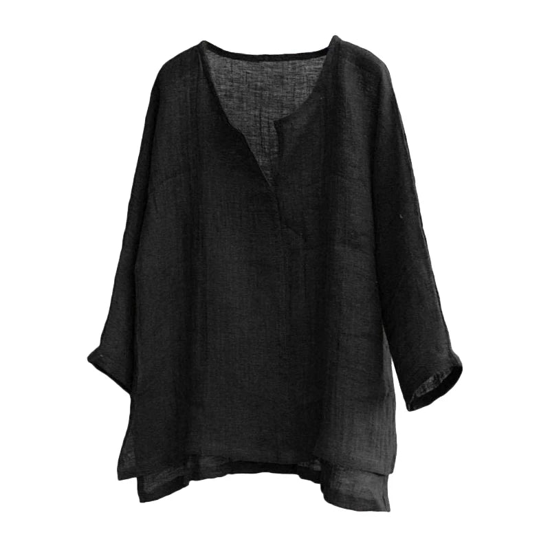 Men's Cotton Linen Shirts Blouses Long Sleeve Social Shirts For Men V-Neck White Formal Shirt Oversized Shirts Top Mens Clothing
