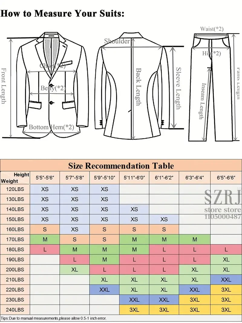 Men's 3 - Piece Suit Set, Featuring Decorative Lapel Design, Includes Jacket, Vest & Pants, Ideal for Formal Occasions,Wedding