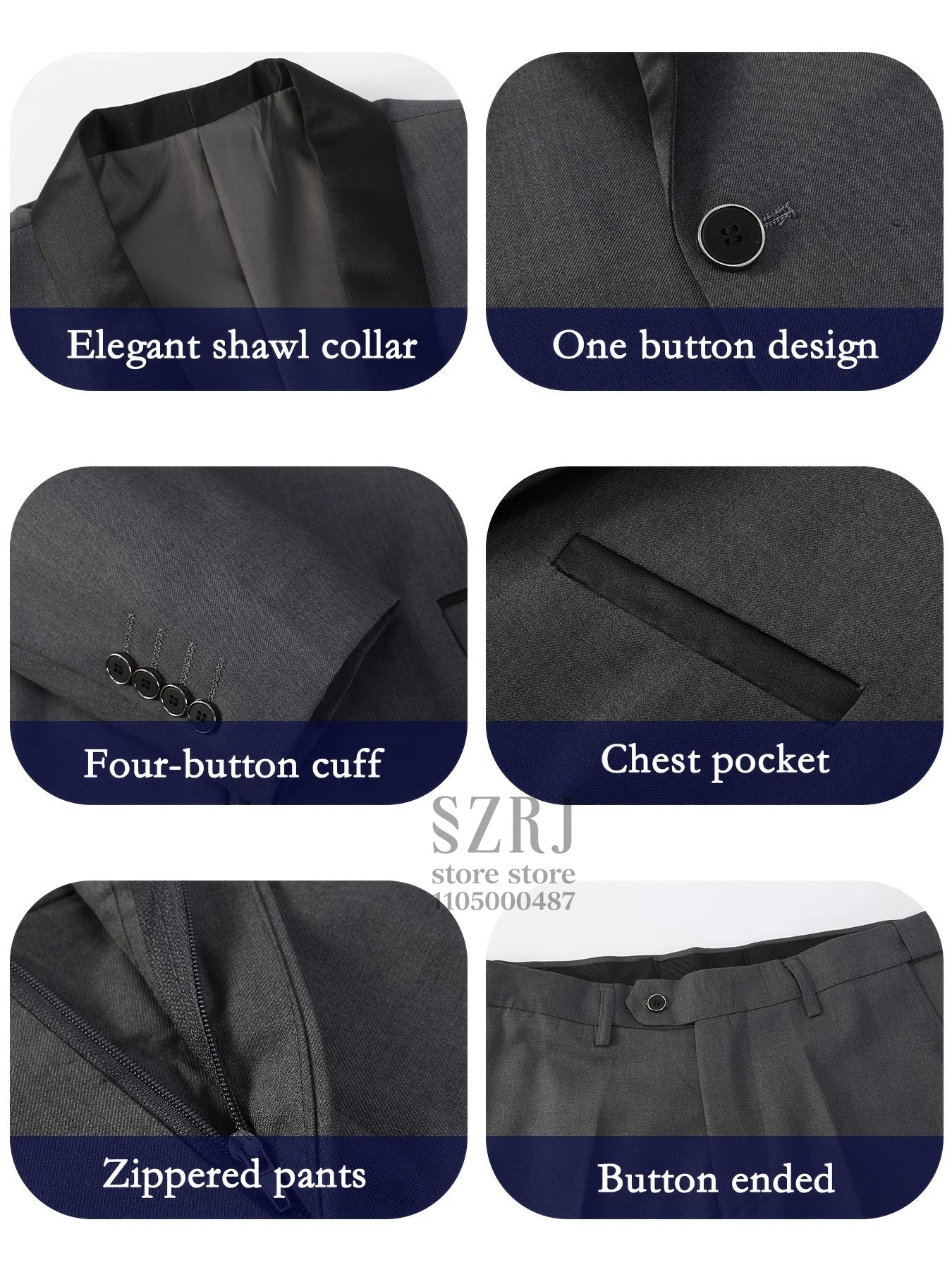 Men's 4-Piece Formal Suit: Jacket + Vest + Pants + Bow Tie, Shawl Collar, 1-Button, Flap Pockets, Wedding/Party