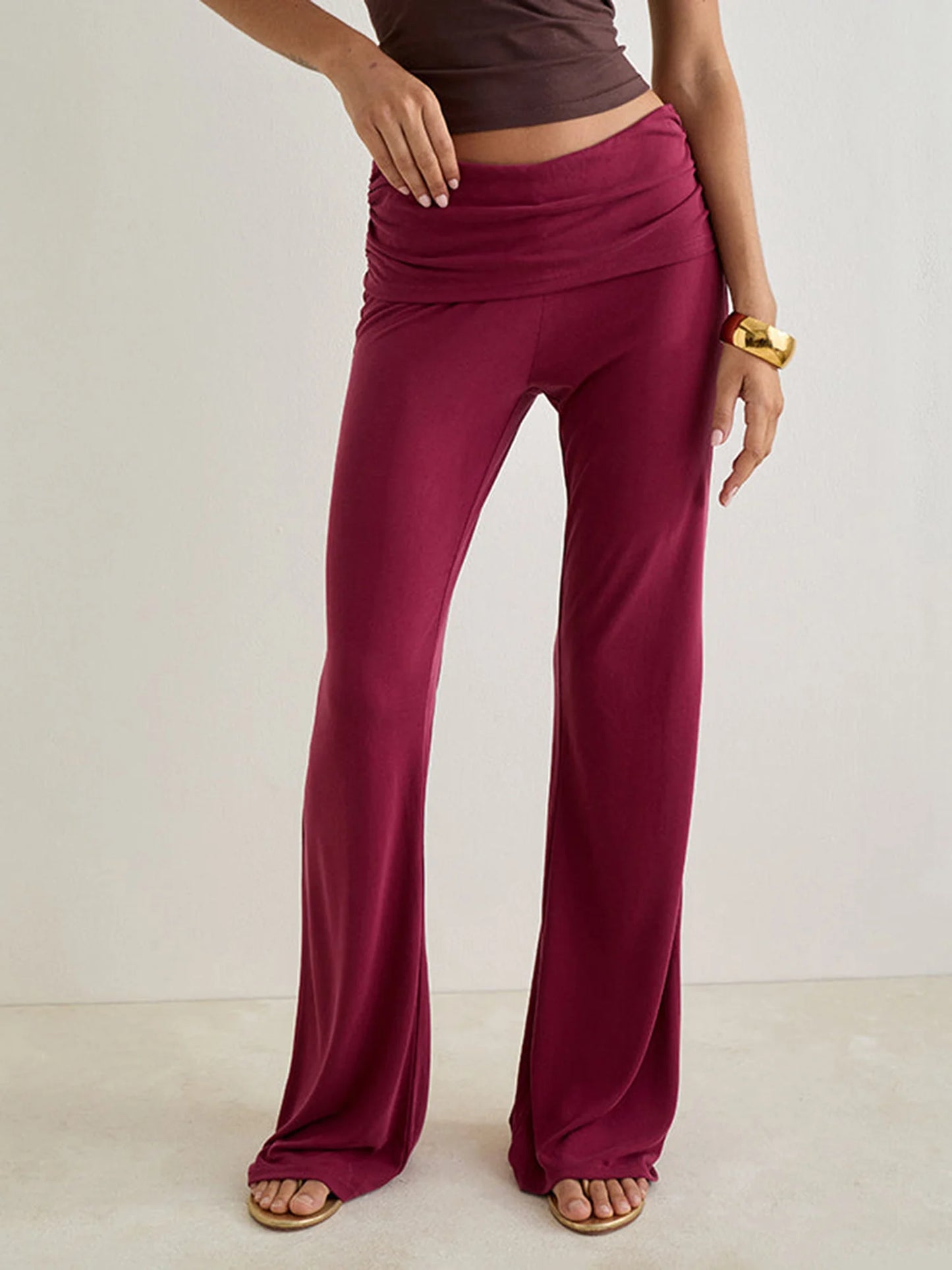 Women s High Waisted Wide Leg Pants Elegant Flare Trousers for Formal Events and Office Wear