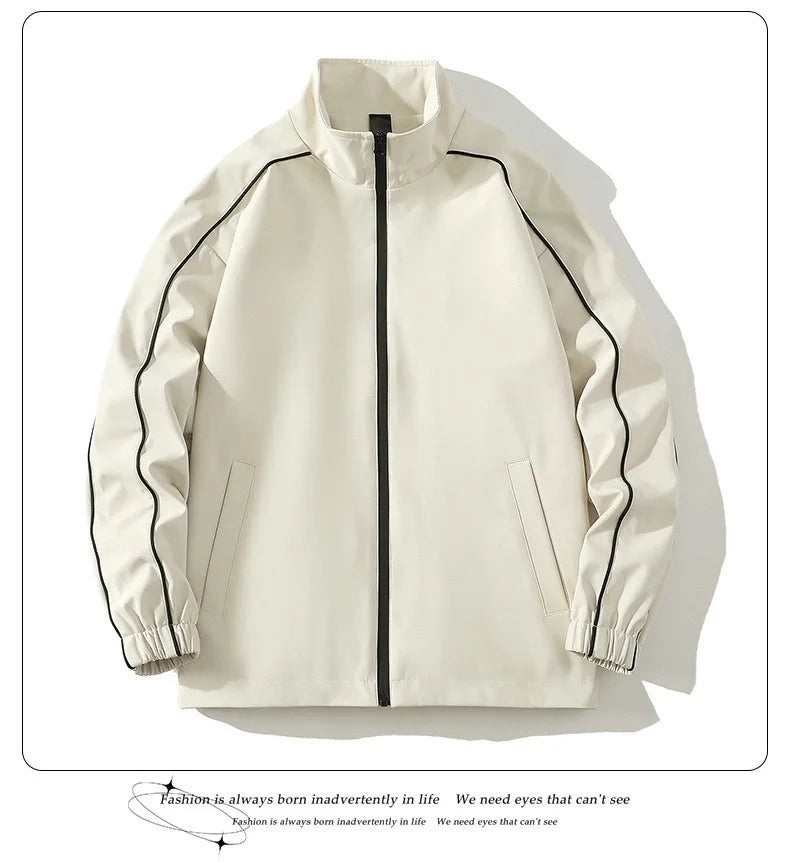 Autumn and Spring Fashion Solid Color Windproof Waterproof Sports Suit Men's Casual Loose Comfortable High Quality Two-piece Set
