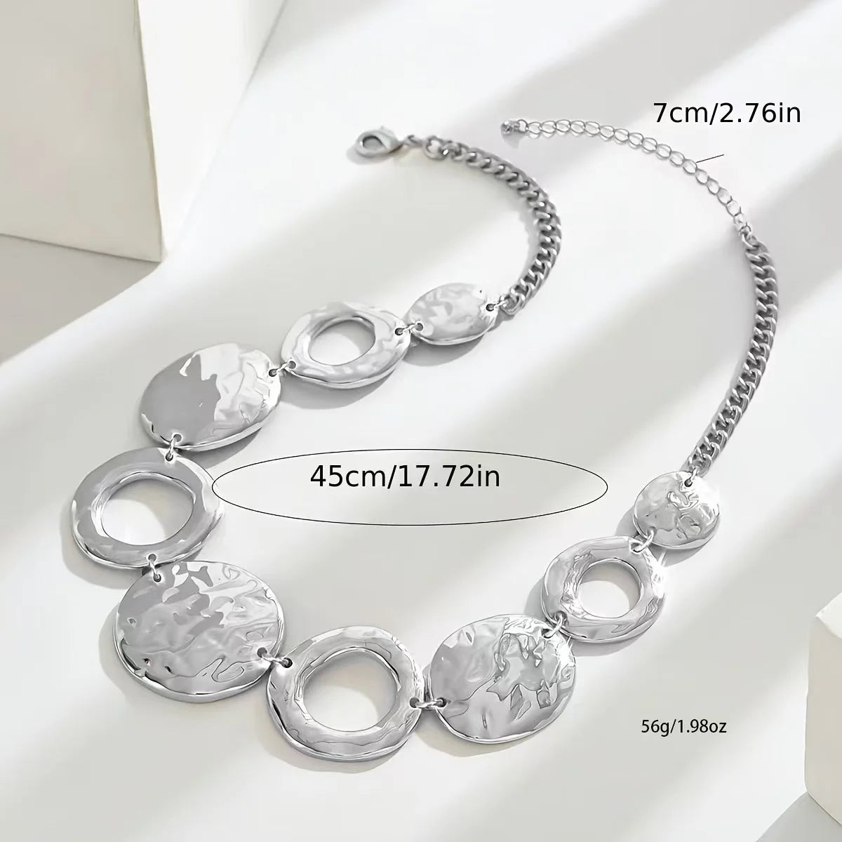 Geometric circular hollowed-out hammer-textured hollowed-out handmade jewelry for women, elegant everyday all-in-one party gifts