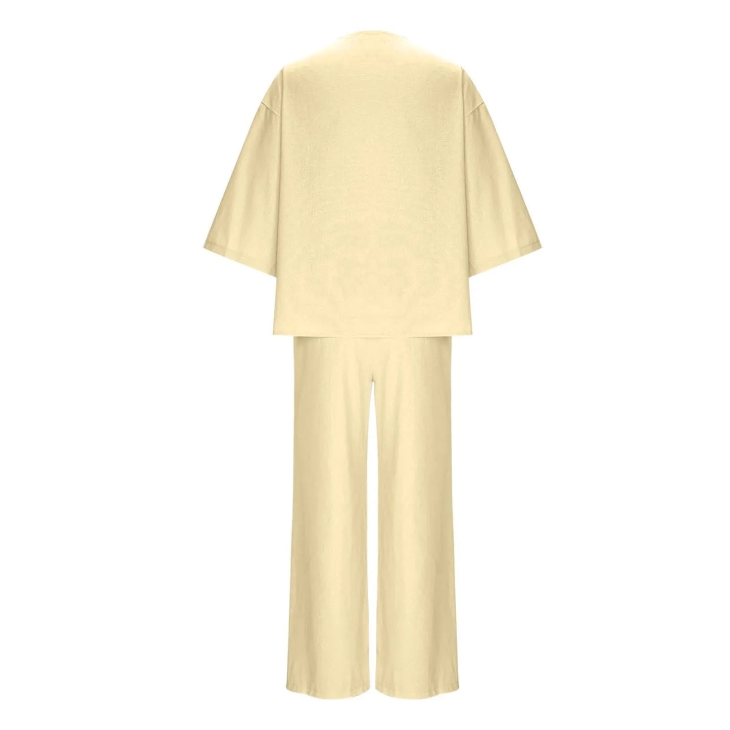 Two Piece Outfits For Women V Neck Button Down Shirt Top And Wide Leg Pants Set Loose Sweatsuits Conjunto Dos Piezas Mujer