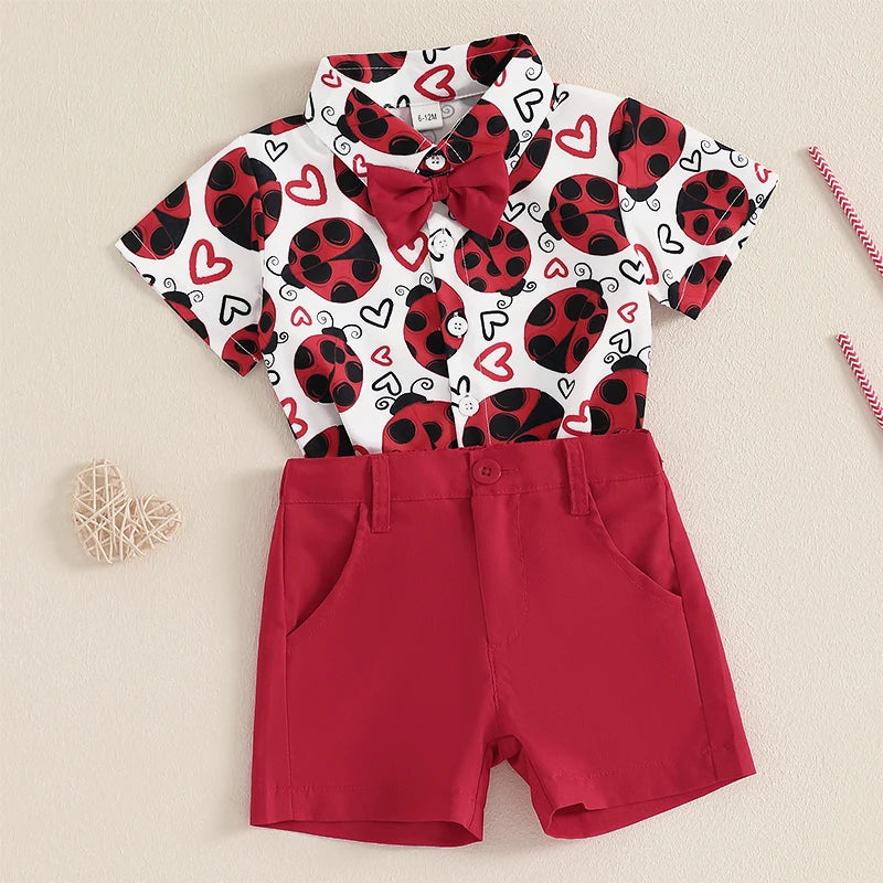 Toddler Boys Summer Outfit Set Short Sleeve Dinosaur Print Shirt with Shorts Kids Clothing Set for Baby Boys