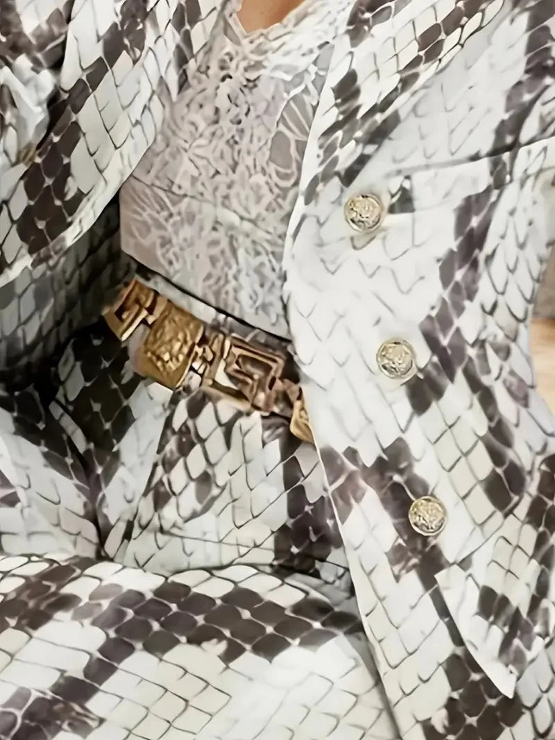 2025 New Casual Fashion Set Women's Suit Set Snake Skin Printed Set Elegant and Stylish Spring and Autumn Edition