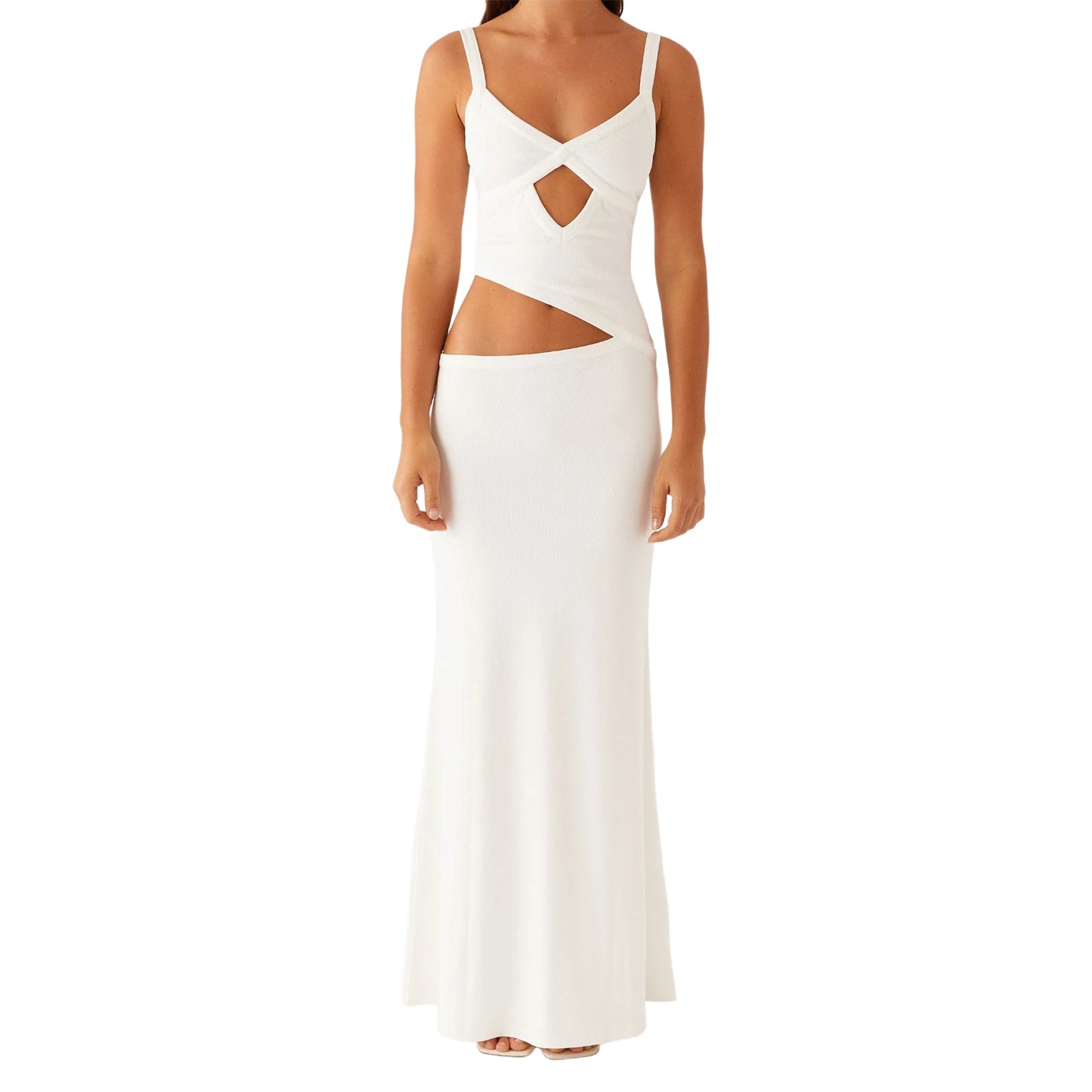 Elegant Lace Sleeveless V-neck Maxi Dress with Open Back for Evening Cocktail Party and Summer Events