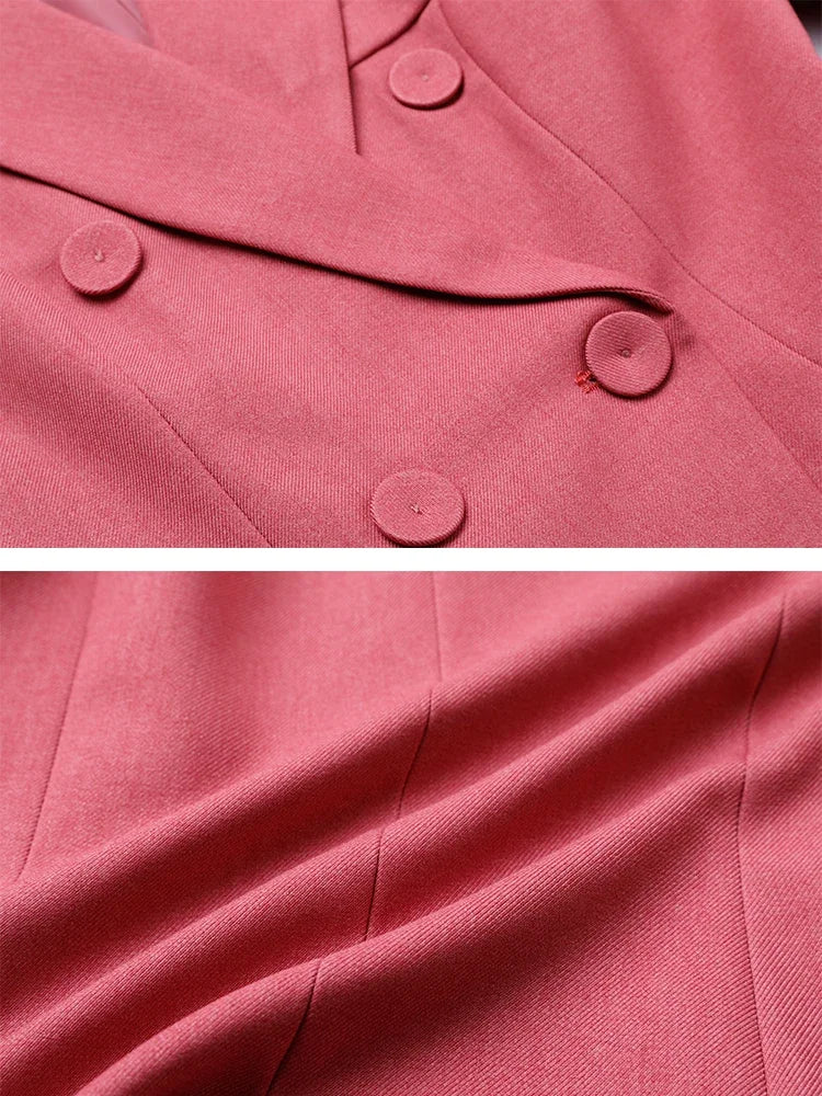 Women Formal Pant Suit 2023 New in Red Black Blue Office Apricot Office Ladies Work Female Blazer Jacket and Trouser 2 Piece Set