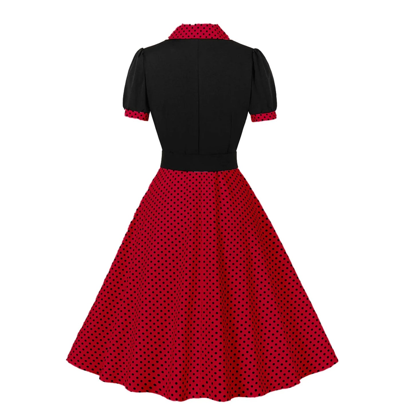 Women'S Vintage Polka Dot Lapel  Short-Sleeved Belt Dress Vestidos Mujer Veranoa 2025 Robe Femme Dress Women Women Clothing