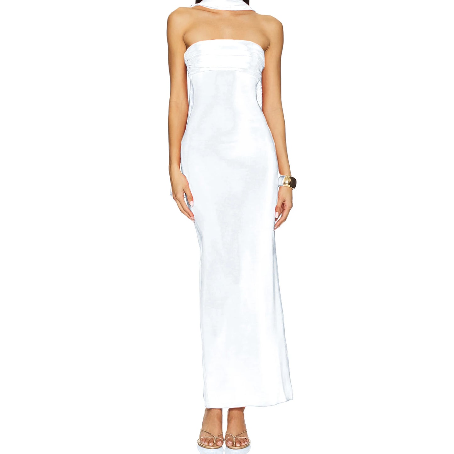 Elegant Off-Shoulder Maxi Dress with Side Slit and Tie Waist Detail Perfect for Summer Parties and Events