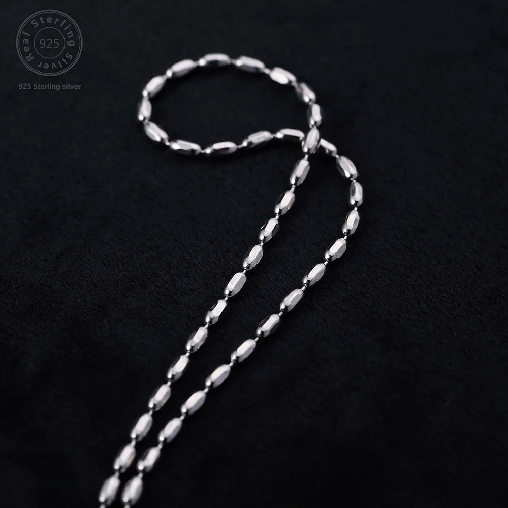 925 Sterling Silver Stacked Rice Grain Olive Beads Chain Necklace for Women Exquisite Simple Collarbone Chain Jewelry Gift USA