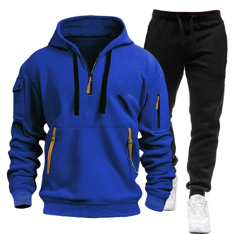 2026 Men's New Autumn and Winter Season Outdoor Leisure Fashion Sports Fitness Trend Hooded Sweatshirt Casual Pants Set
