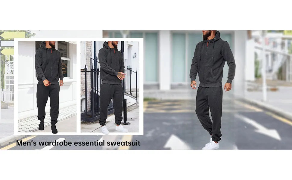 Sweat suits men Tracksuits 2 Piece sets Athletic Jogging suits Hoodie Casual Long Sleeve Zipper Outfits for men