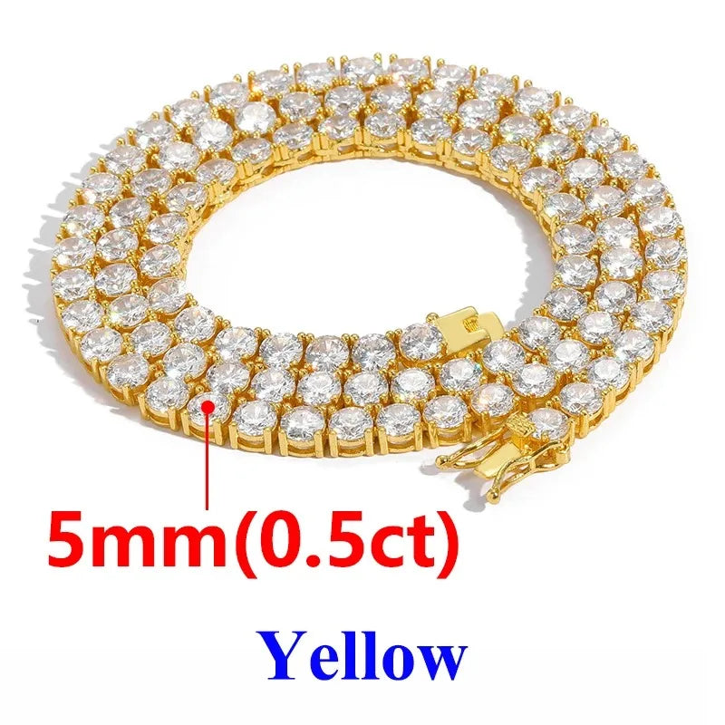 2-6.5mm Men Women Moissanite Tennis Chain Rose Yellow Moissanite Tennis Bracelet s925 Silver Tennis Chain For Women Men