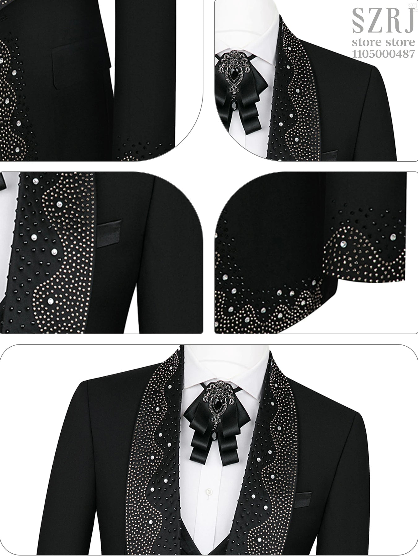 Men's 3 - Piece Suit Set, Featuring Decorative Lapel Design, Includes Jacket, Vest & Pants, Ideal for Formal Occasions,Wedding