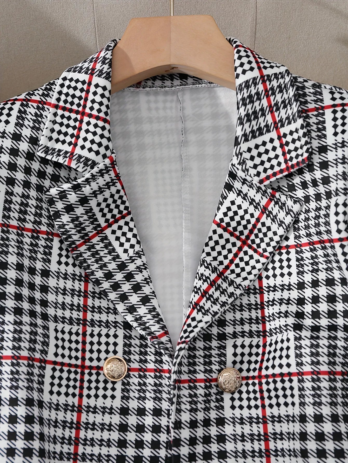 Women's Thousand Bird Casual Two-Piece Suit Set, Long Sleeved Flip Top Double Breasted Suit Jacket and Mini Hip Hugging Skirt, S