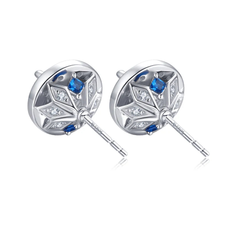 OXTAO Trendy 925 Sterling Silver Round Cut 7mm Main Stone Stud Earrings Engagement Wedding Female Jewelry Piercing Accessories