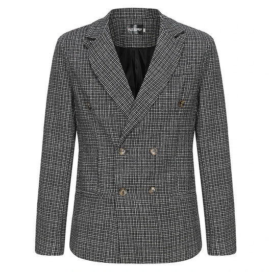 Men s Classic Plaid Print  Fit Blazer Jacket with Notched Lapel and Two Button Closure for Fall Fashion Comfort