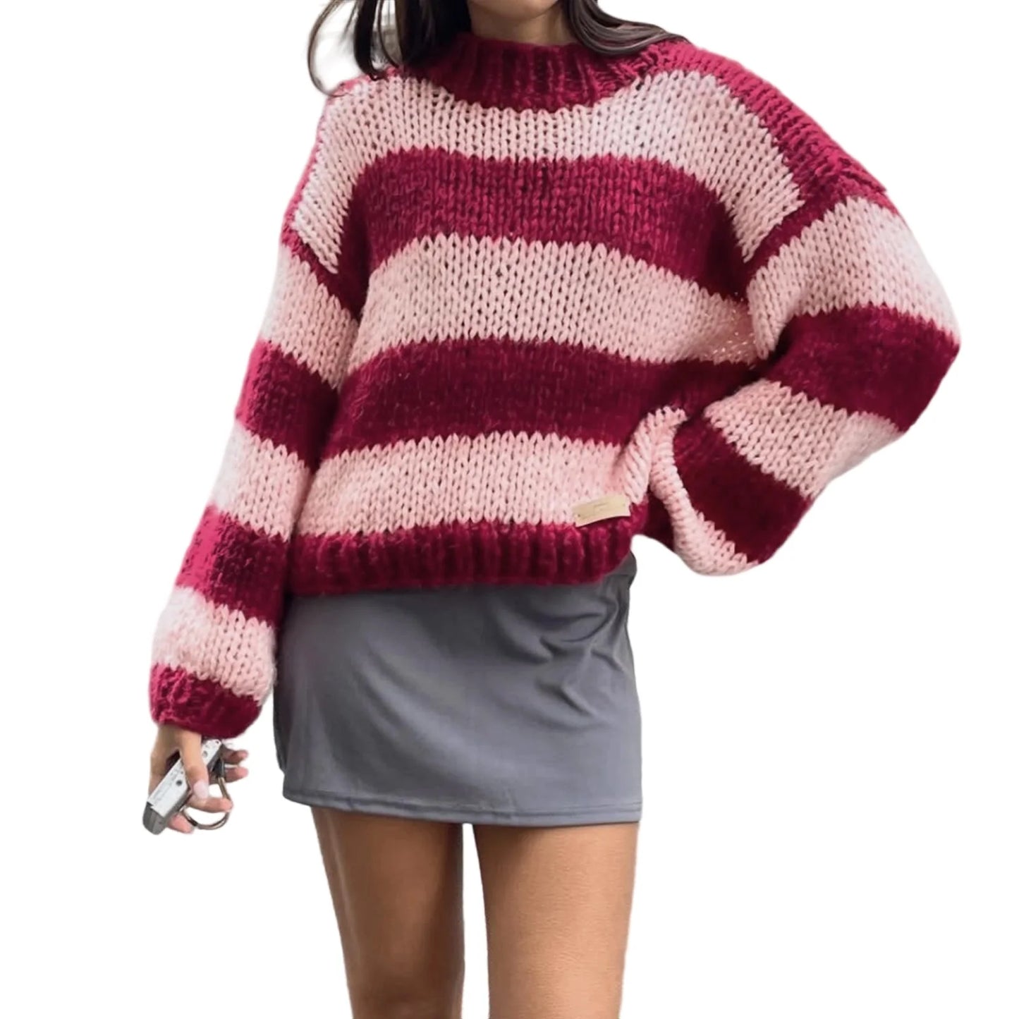 Women s Cozy Cable Knit Pullover Sweater with Turtleneck and Ribbed Trim for Fall Winter Fashion Style