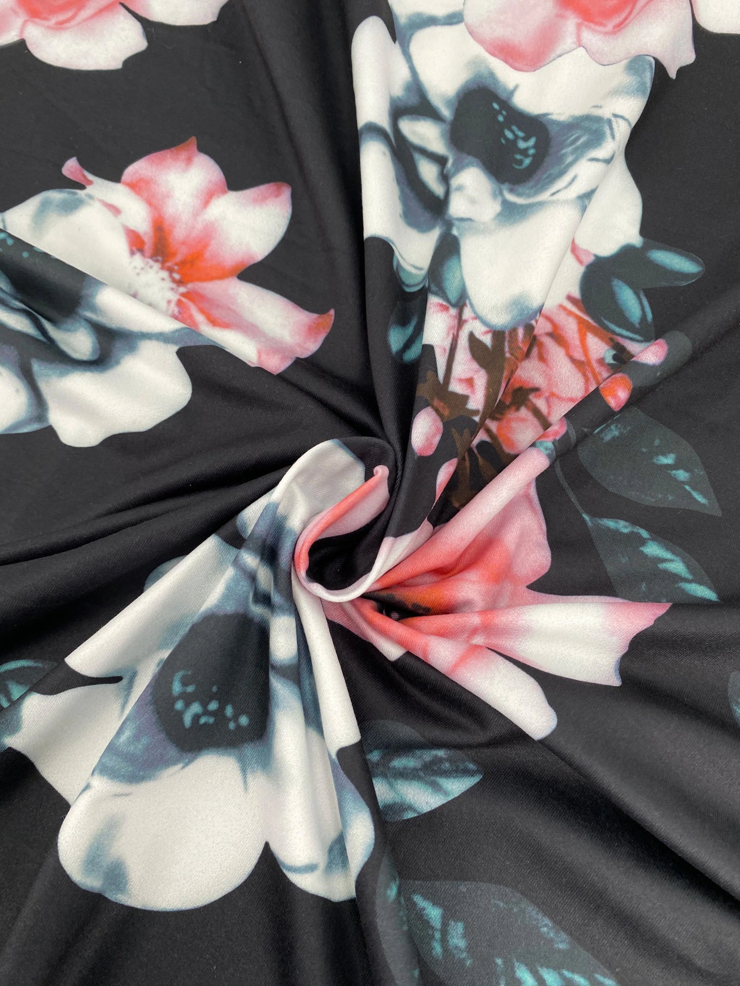 Plus Size Women's Dress Flower Print Lace-Up Elegant Long-Sleeved Round Neck Dress