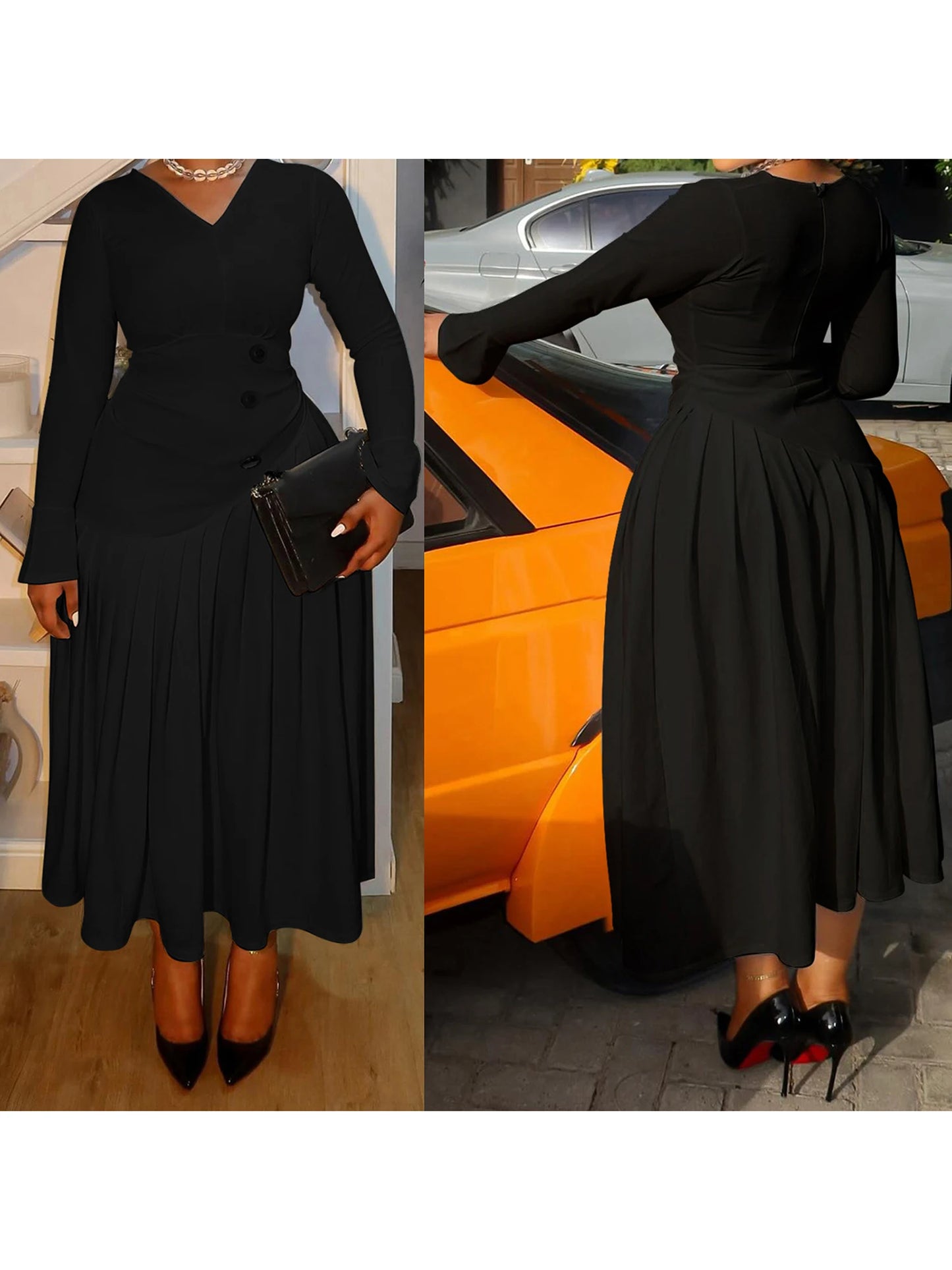 Women s Plus Size Maxi Dress with Short Sleeves and Empire Waist Detail Elegant Long Flowy Dress for Special Occasions