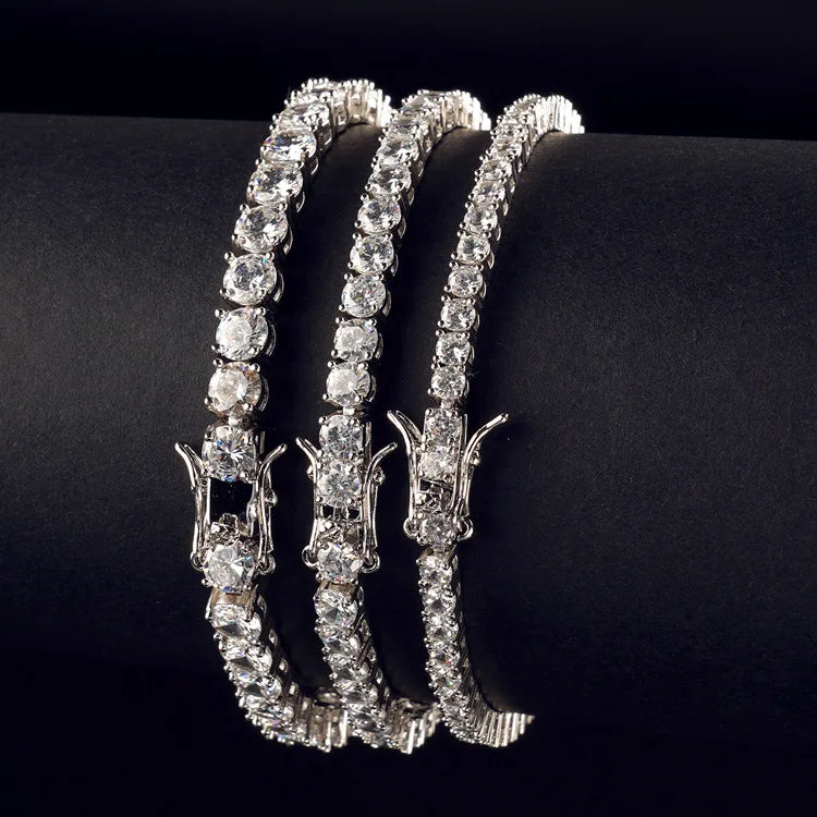 2-6.5mm Men Women Moissanite Tennis Chain Rose Yellow Moissanite Tennis Bracelet s925 Silver Tennis Chain For Women Men