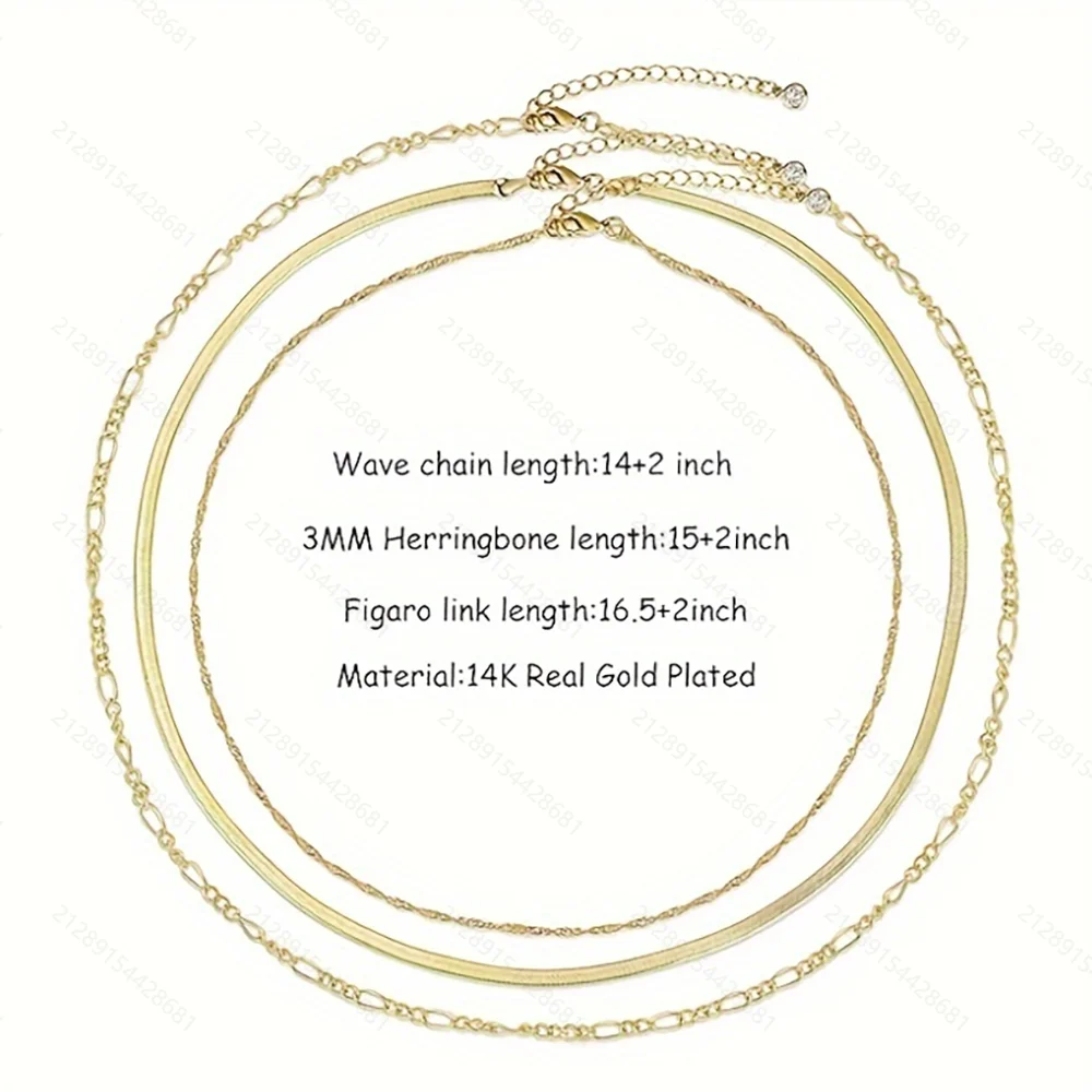 Layered Chain Handpicked Brass Chain Triple Layers Necklace 14K Gold Plated Waterproof Trendy Chain Jewelry Women Stock in USA