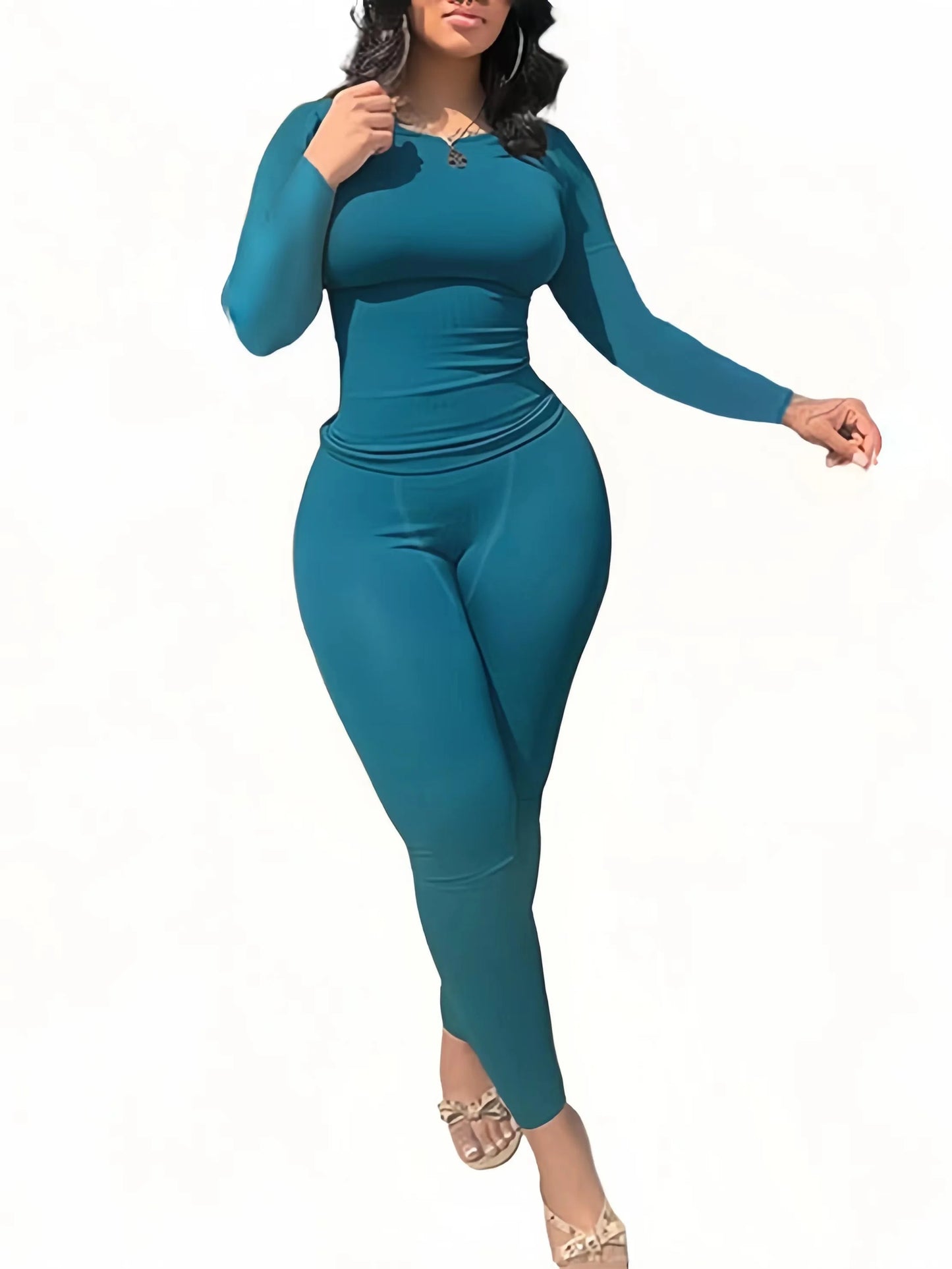 Women Clothing Long sleeves  and Leggings Set Exercise wear 2 Piece Set Women