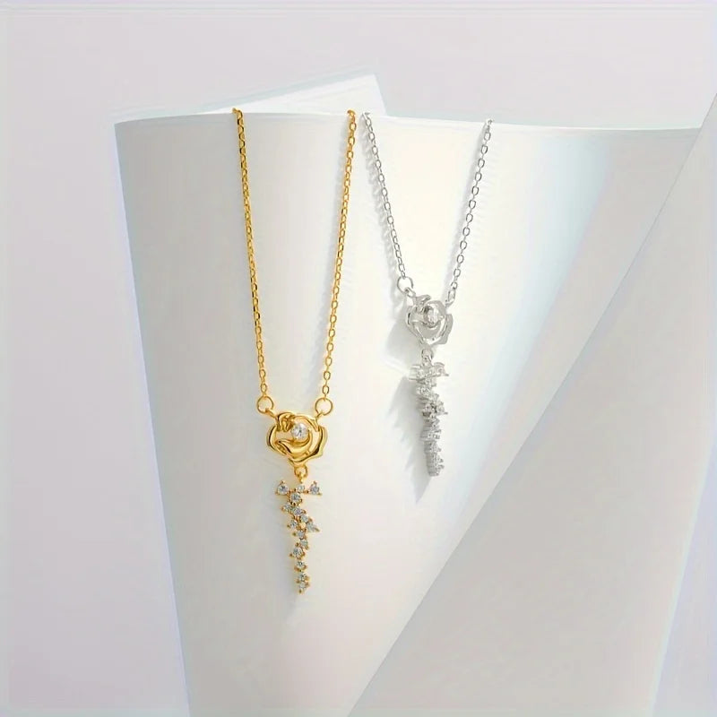 1pc s925 Rose Moissanite Pendant Fashionable Daily Wear, Creative New Trend Elegant and Exquisite | Necklace for My Daughter | S