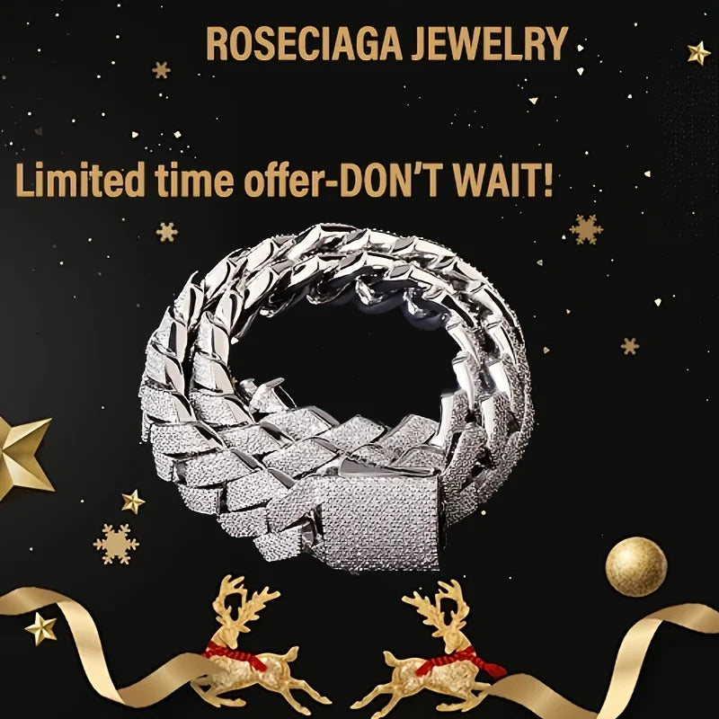 1pc Copper Inlaid with Zircon Cuban Necklace, a must-have for rappers, featuring trendy fashion, hip-hop style, street vibe, an