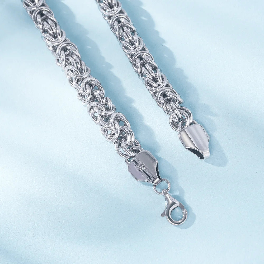 New S925 Sterling Silver Byzantine Emperor Chain Bracelet for Men Women Polished Miami Cuban Smooth Kpop Jewelry Ships from USA