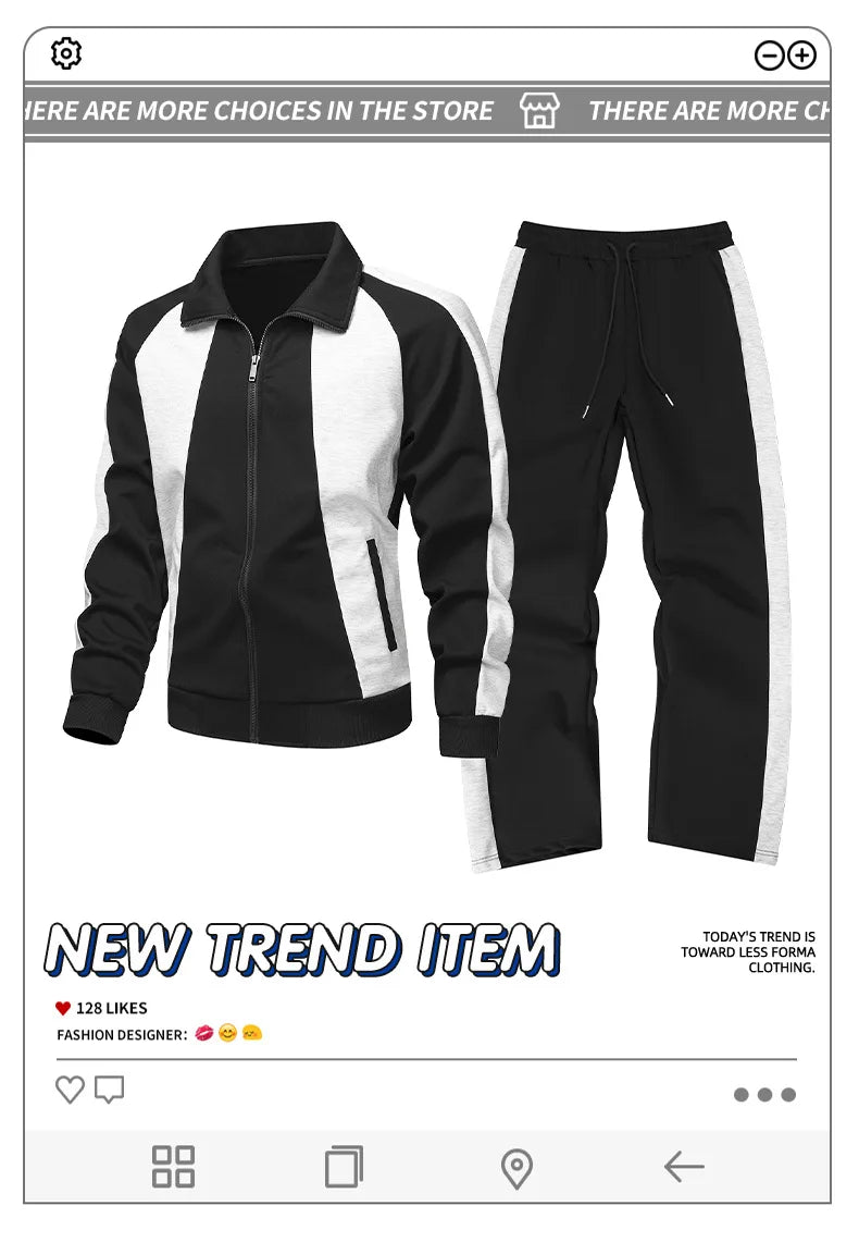 Men's Sportswear Set for Autumn 2026 Sports Jacket + Sports Pants Jogging Stylish Sports Suit Running Tracksuit 2 Piece Set