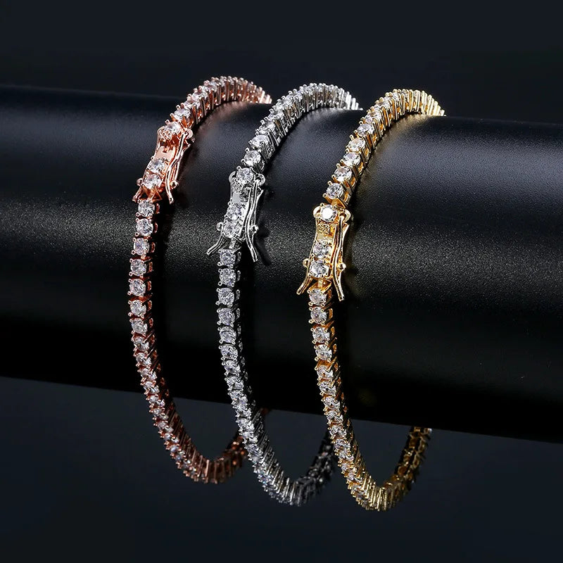 2-6.5mm Men Women Moissanite Tennis Chain Rose Yellow Moissanite Tennis Bracelet s925 Silver Tennis Chain For Women Men