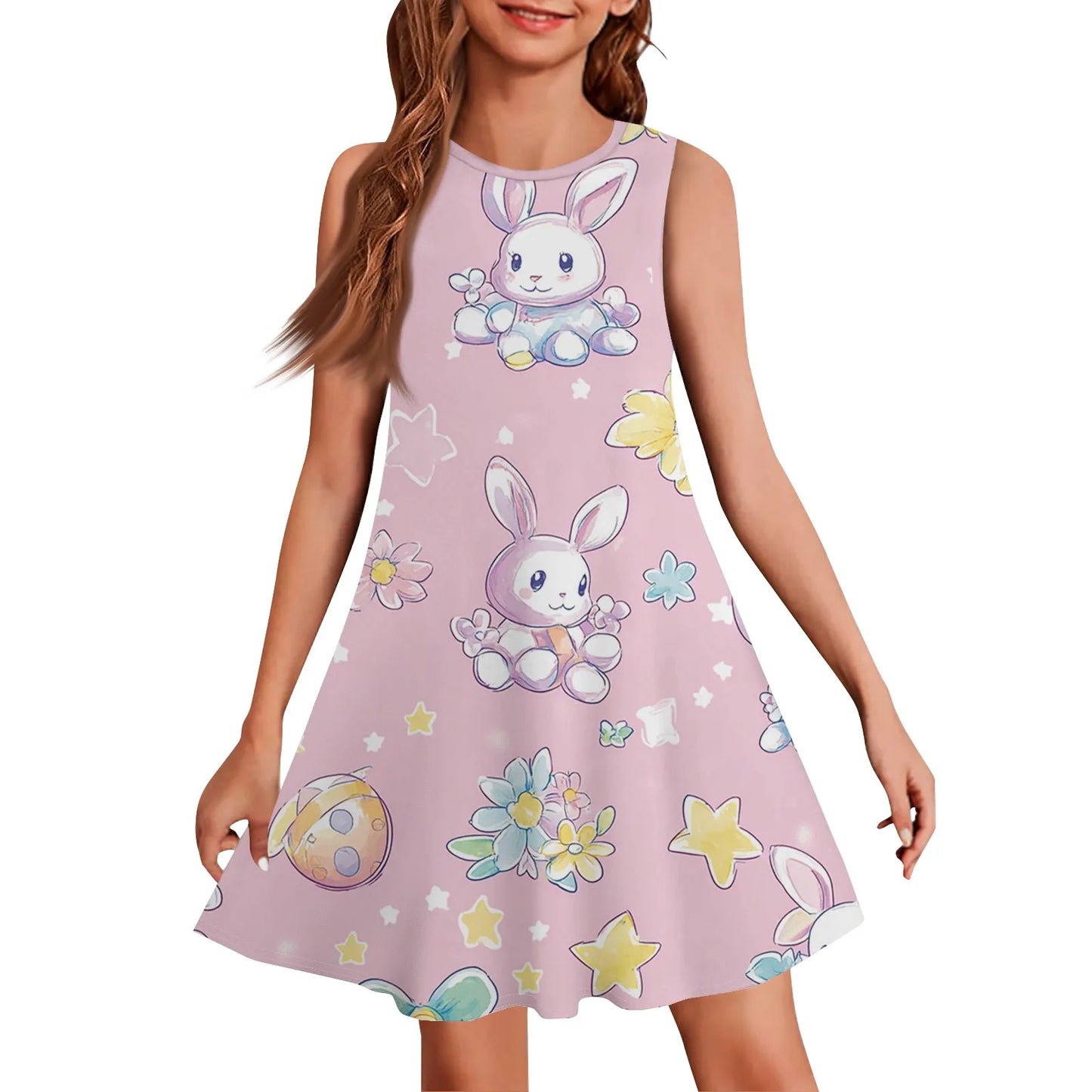 2025 Summer Girls Gift Short Sleeve Dress Original Cute Stitch Kids Skirt Fashion Performance Clothes Child Casual Wear
