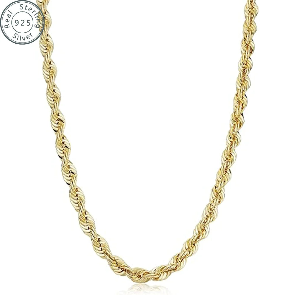 2,3,5mm Gold Rope Chain for Men & Women 18k Real Gold Plated Diamond Cut Gold Necklace 18 to 24 Inch