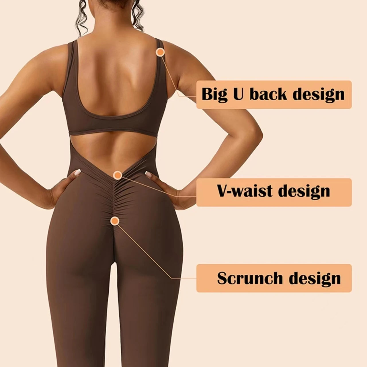 Spring Summer New Women's Slim Fit U-Neck Backless Sleeveless Yoga Sports Clothing Hip Lifting One-Piece Sexy
