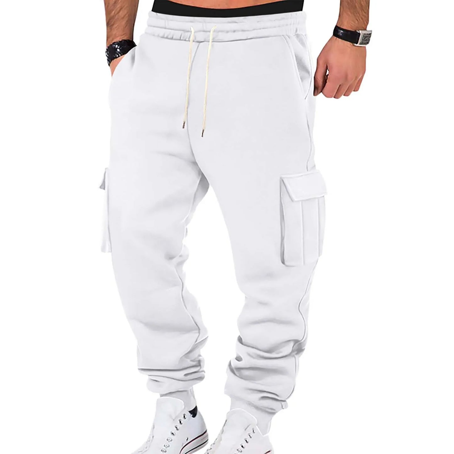 2025 Mens Sweatpants Straight Fit Joggers For Sports And Streetwear Loose Oversized Drawstring Long Pants Men Multi-Pocket Pants