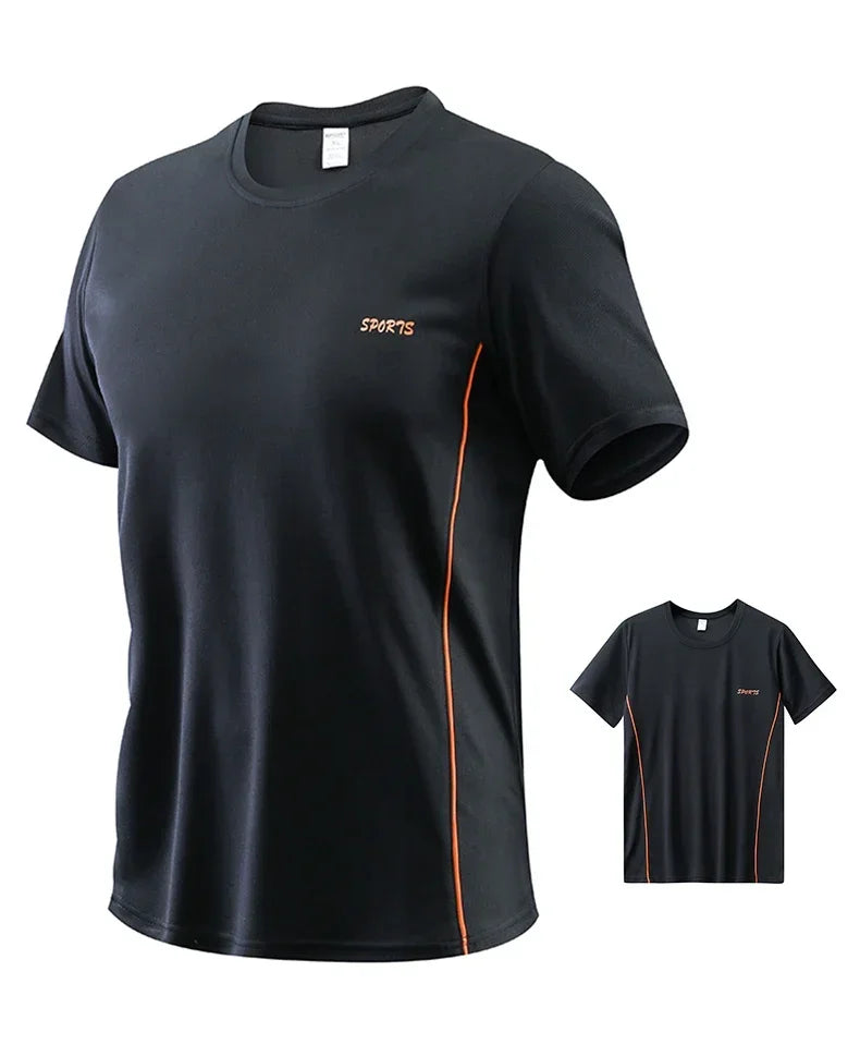 Men's Running Set Summer Quick Drying Sweat-absorbing Short Sleeved T-shirt Shorts Sports Suit Two-piece Set Men