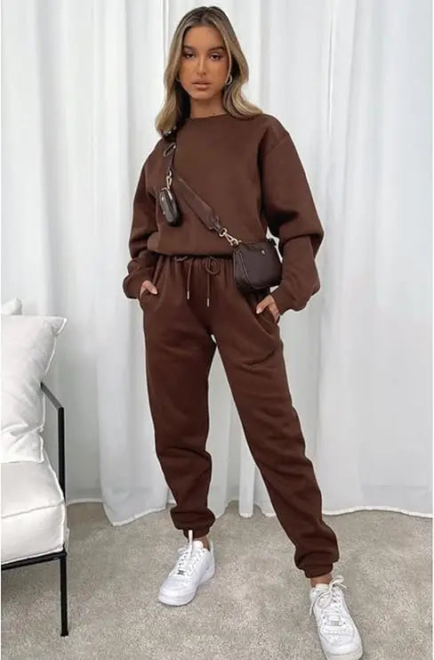 Casual Sets for Women 2 Piece Sweatsuit Outfits Long Sleeve Simple Commuting Pants Set Tracksuit