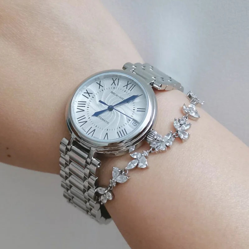 Seagull Reloj Fashion White Diamond Ladies Watch Top Brand Luxury Wrist Watch Simple Women Dress Watch Relogios Feminino 417L