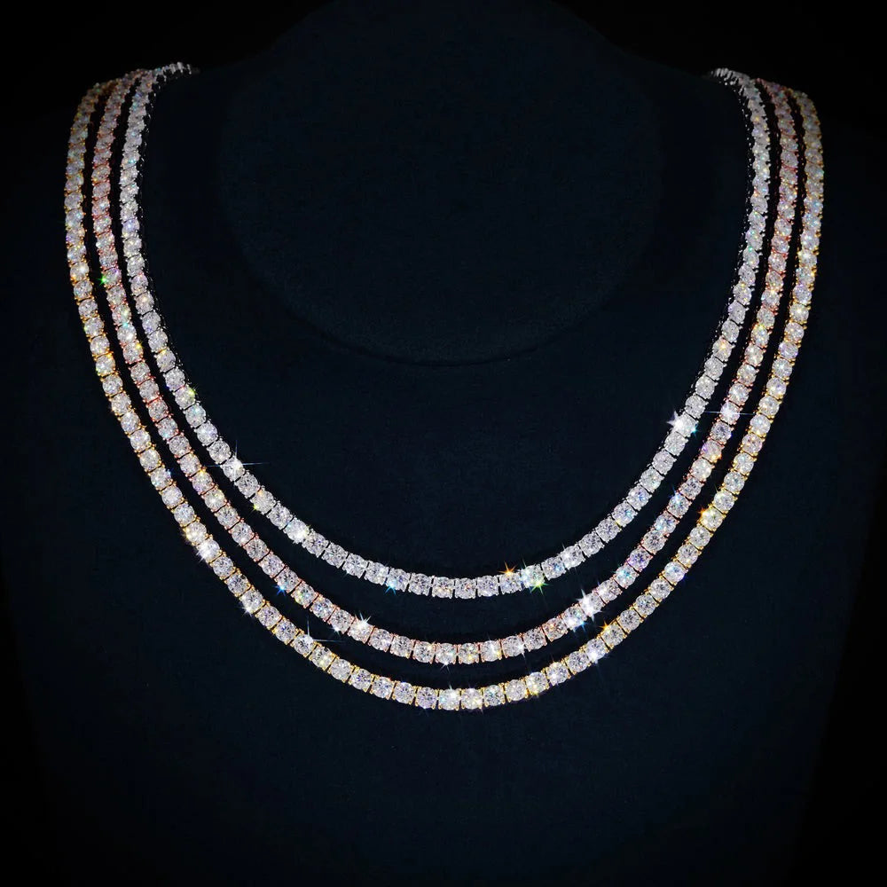 2/3/4/5MM Width Bling Iced Out Moissanite Tennis Chain for Women Men Fine Jewelry Brass VVS1 Necklace Bracelet Gift