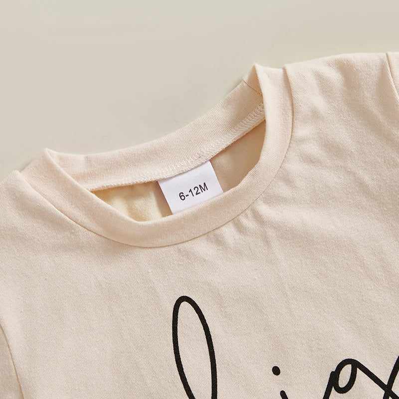 Toddler Girls Boys T-Shirts Letter Print Short Sleeve Shirts Summer Casual Fashion Kids Tops Brother Sister Matching Outfits