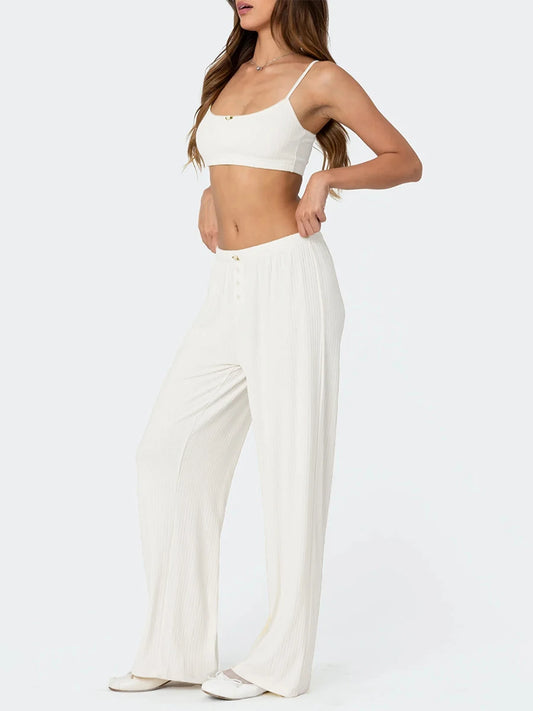 Elegant Floral Print Sleeveless Top and High Waisted Trousers Set Stylish 2-Piece Summer Outfit for Women