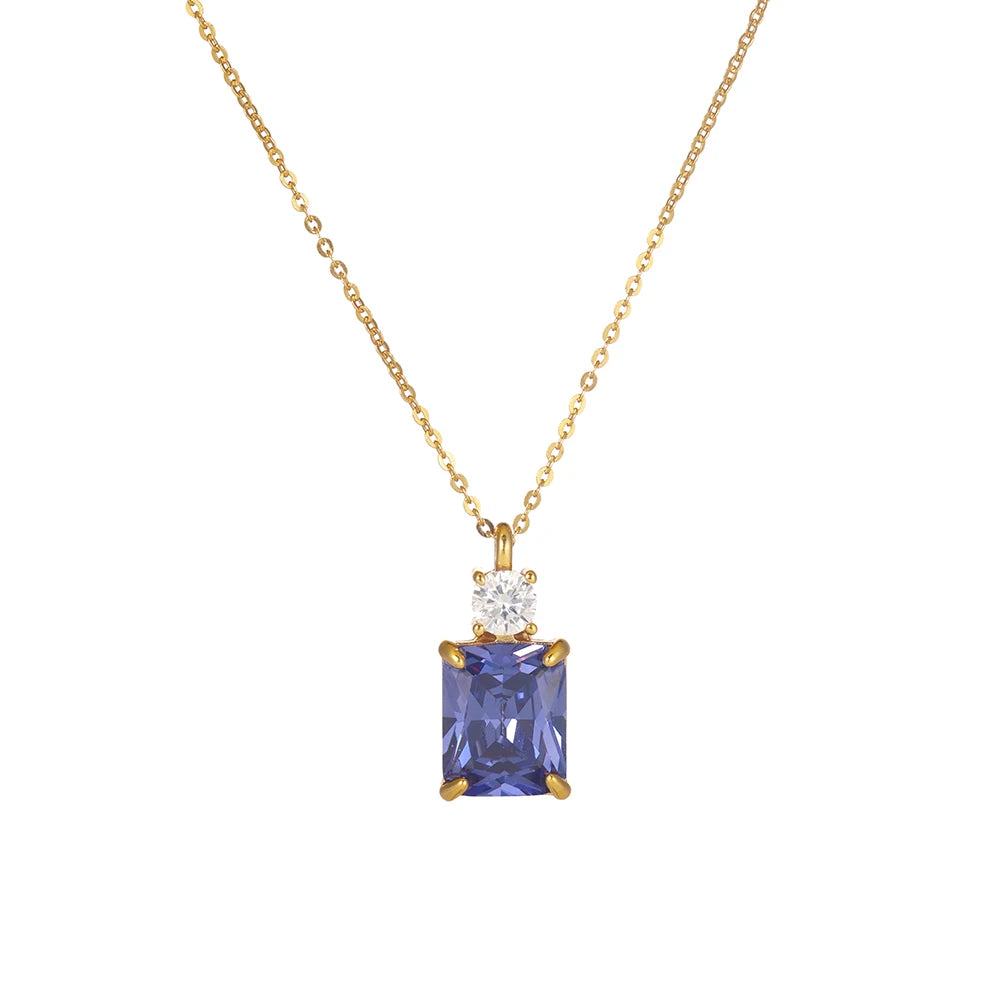 925 Sterling Silver Blue Zircon Pendant Choker Necklaces for Women Luxury Elegant fine Jewelry Accessories Wholesale USA Stock